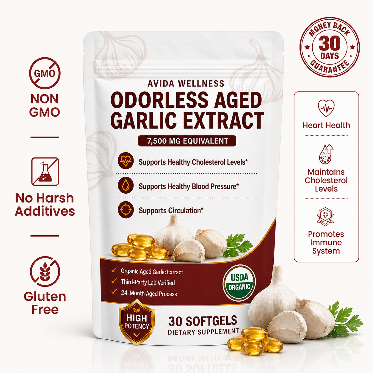 Aged Garlic Extract - 7500mg Odorless Softgels